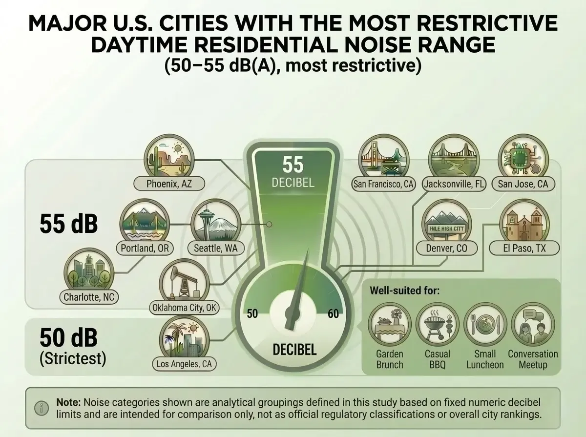 Cities With The Most Restrictive Daytime Residential Noise Limits
