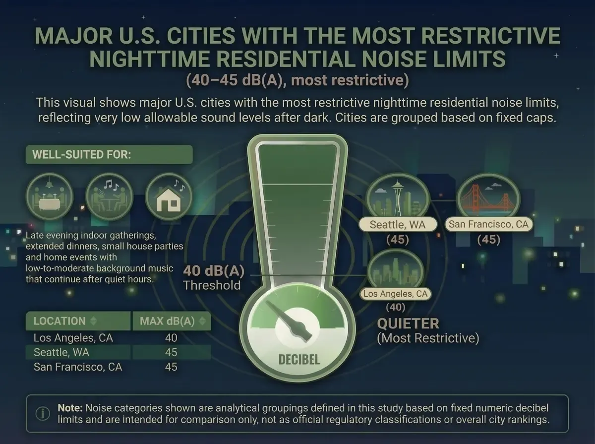 Cities With The Most Restrictive Nightime Residential Noise Limits